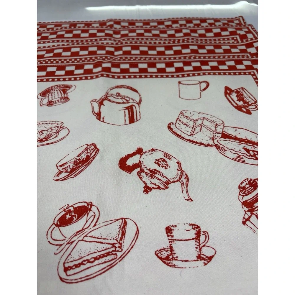 Lot Of 4 Red White Country Kitchen Placemats Canvas Farmhouse Retro Cafe